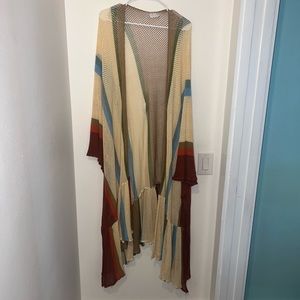 Free People Sea Vista Stripe Ruffle Kimono